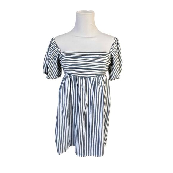 Abercrombie & Fitch White Blue Striped Smocked Romper Top XXS Cottagecore - Picture 1 of 12